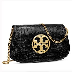 Tory Burch Reva Leather Clutch with crossbody chain